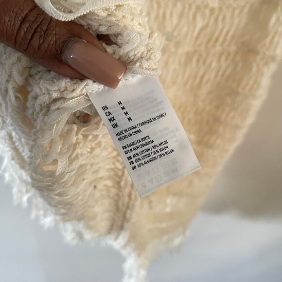 American Eagle Outfitters Crochet Tank Top Womens Medium Cream Boho Chic Beachy - Picture 4 of 7